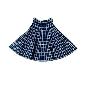 Francesca’s Alya Window Pane Checked Knitted Skater Schoolgirl Circle Skirt M